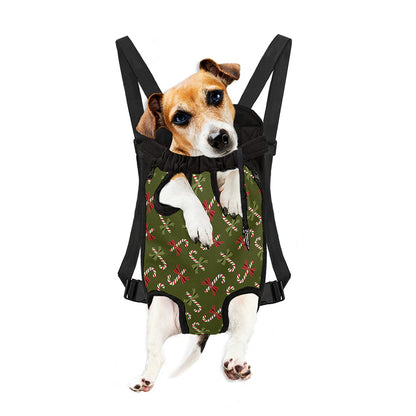 Xmas Candy Cane Pattern Print Pet Carrier Backpack