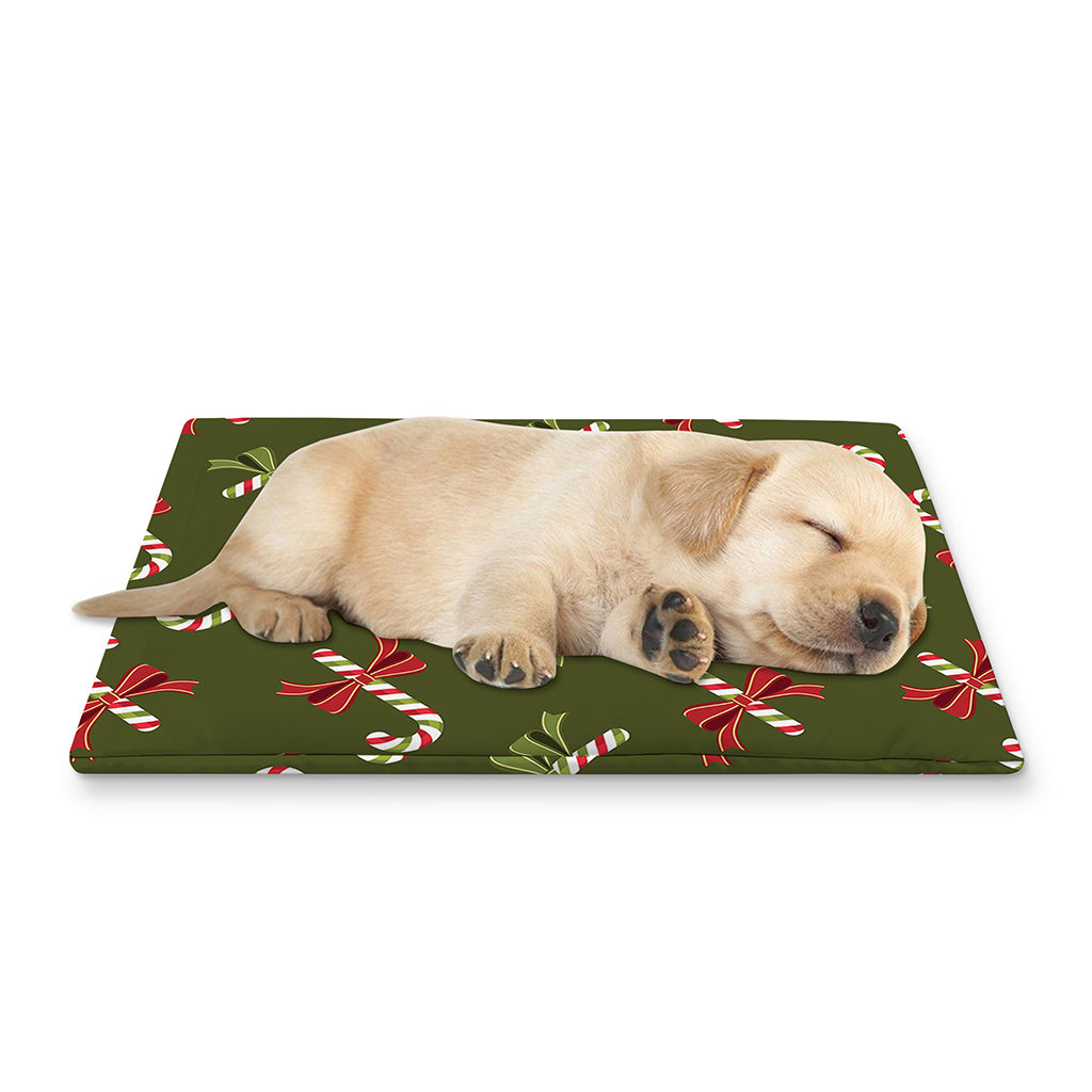 Xmas Candy Cane Pattern Print Pet Cooling Mat Cover