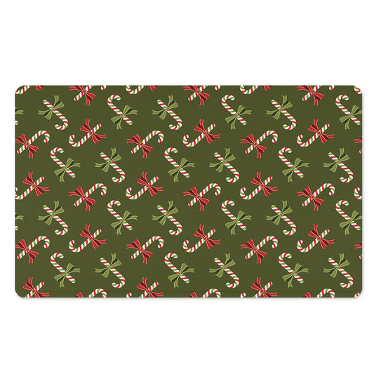 Xmas Candy Cane Pattern Print Polyester Doormat