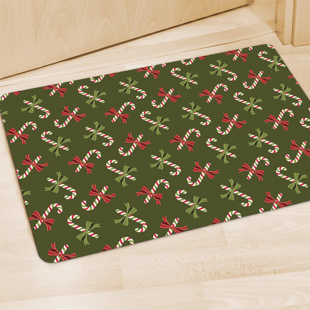 Xmas Candy Cane Pattern Print Polyester Doormat
