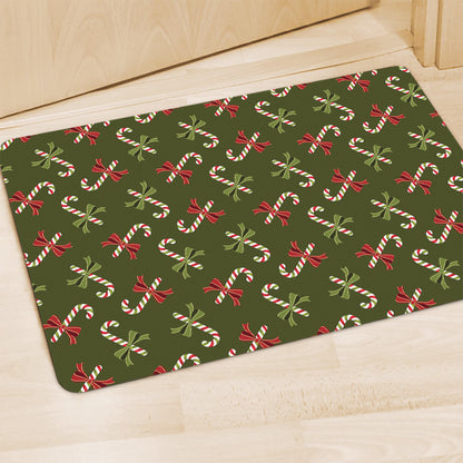 Xmas Candy Cane Pattern Print Polyester Doormat