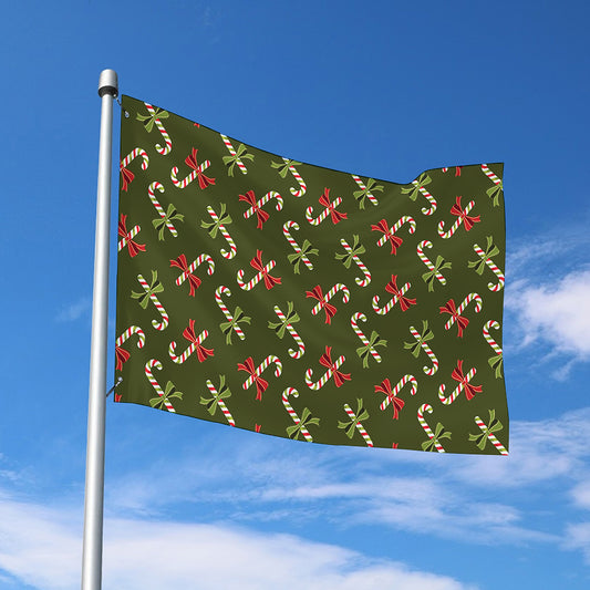 Xmas Candy Cane Pattern Print Polyester Flag