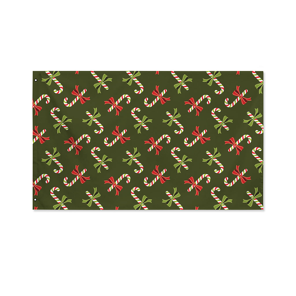 Xmas Candy Cane Pattern Print Polyester Flag