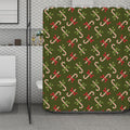 Xmas Candy Cane Pattern Print Polyester Shower Curtain