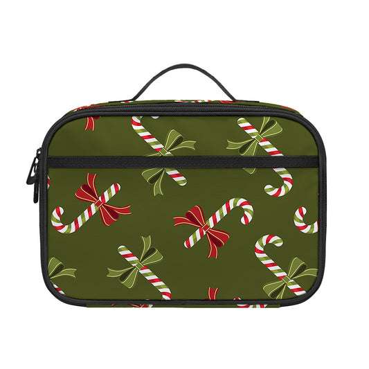 Xmas Candy Cane Pattern Print Portable Lunch Bag