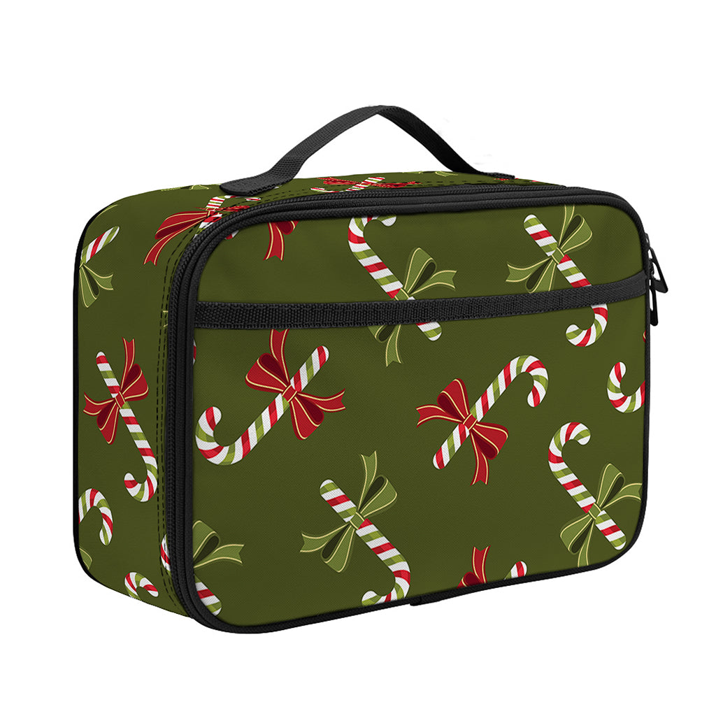 Xmas Candy Cane Pattern Print Portable Lunch Bag
