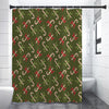 Xmas Candy Cane Pattern Print Premium Shower Curtain