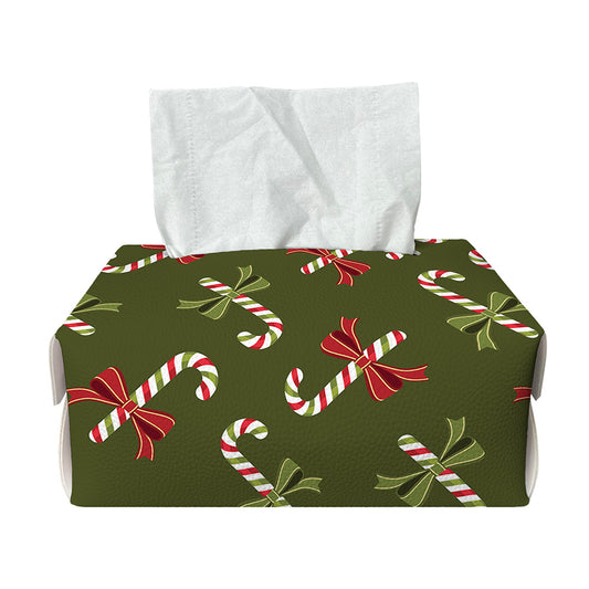 Xmas Candy Cane Pattern Print Rectangle Tissue Box Cover