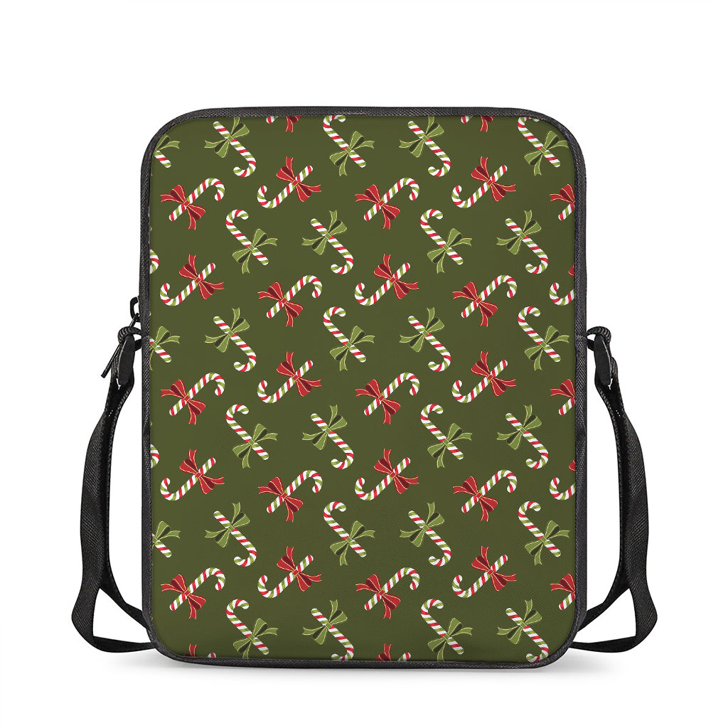 Xmas Candy Cane Pattern Print Rectangular Crossbody Bag