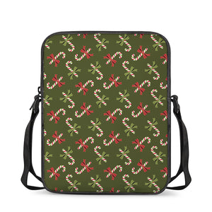 Xmas Candy Cane Pattern Print Rectangular Crossbody Bag