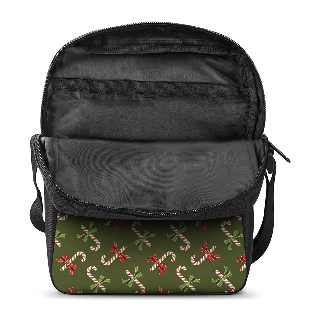 Xmas Candy Cane Pattern Print Rectangular Crossbody Bag
