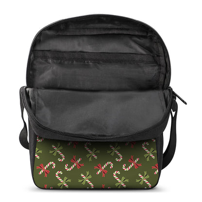 Xmas Candy Cane Pattern Print Rectangular Crossbody Bag