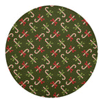 Xmas Candy Cane Pattern Print Round Blanket