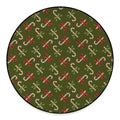 Xmas Candy Cane Pattern Print Round Floor Mat