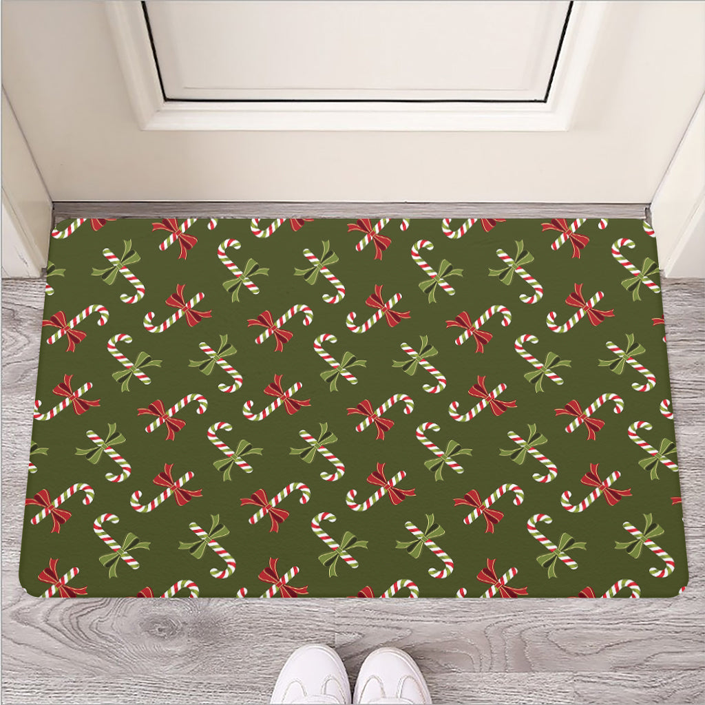 Xmas Candy Cane Pattern Print Rubber Doormat