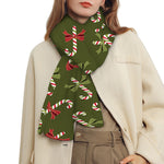 Xmas Candy Cane Pattern Print Scarf
