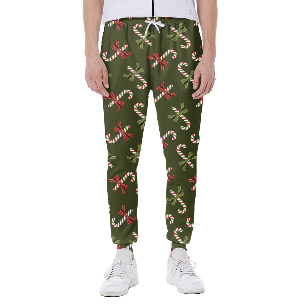 Xmas Candy Cane Pattern Print Scuba Joggers