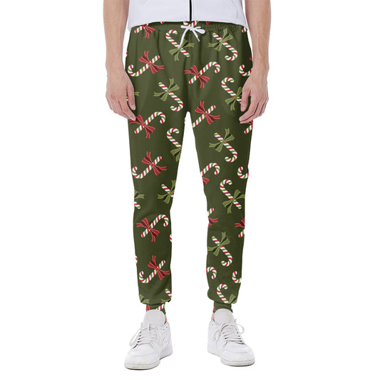Xmas Candy Cane Pattern Print Scuba Joggers