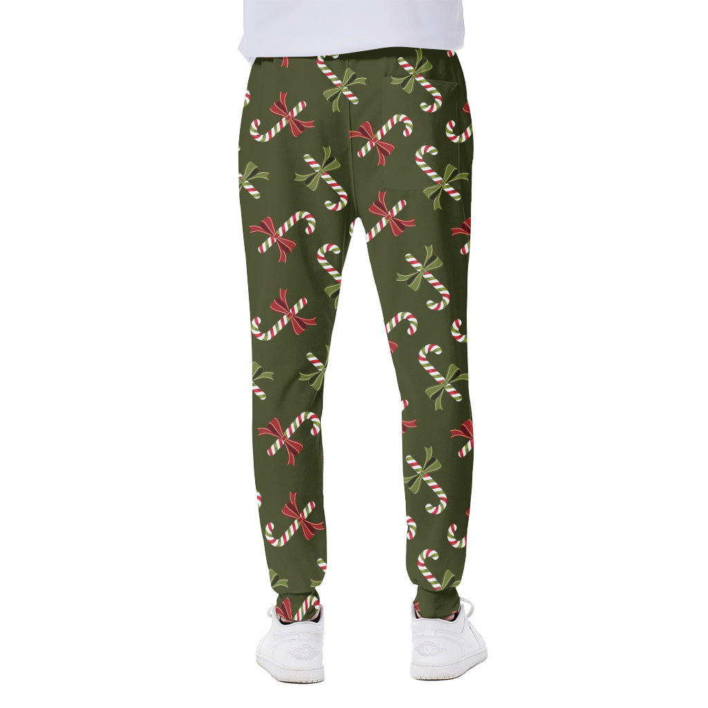 Xmas Candy Cane Pattern Print Scuba Joggers