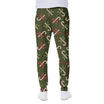 Xmas Candy Cane Pattern Print Scuba Joggers