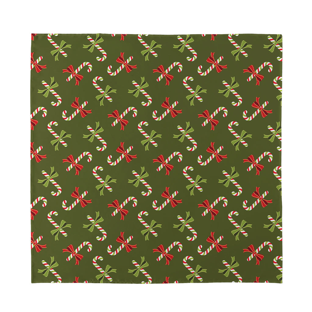 Xmas Candy Cane Pattern Print Silk Bandana