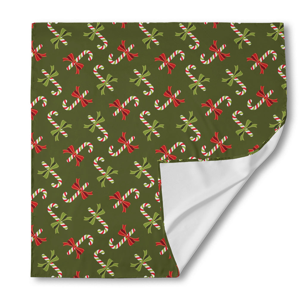 Xmas Candy Cane Pattern Print Silk Bandana