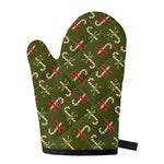 Xmas Candy Cane Pattern Print Single Oven Mitt