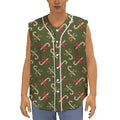 Xmas Candy Cane Pattern Print Sleeveless Baseball Jersey