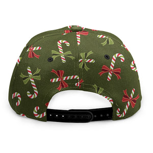 Xmas Candy Cane Pattern Print Snapback Cap