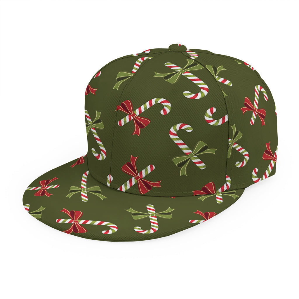 Xmas Candy Cane Pattern Print Snapback Cap