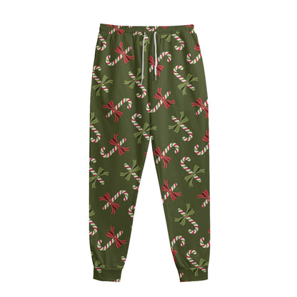 Xmas Candy Cane Pattern Print Sweatpants