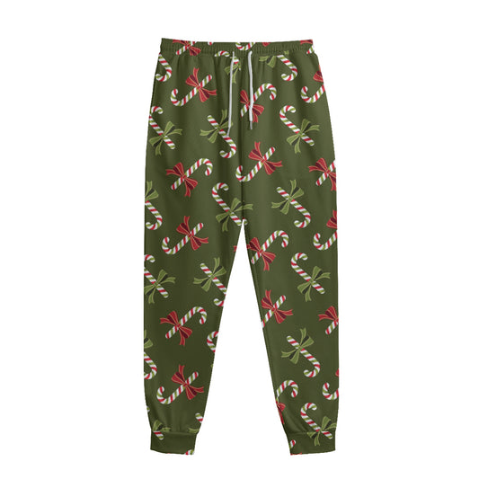 Xmas Candy Cane Pattern Print Sweatpants