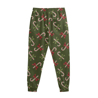 Xmas Candy Cane Pattern Print Sweatpants