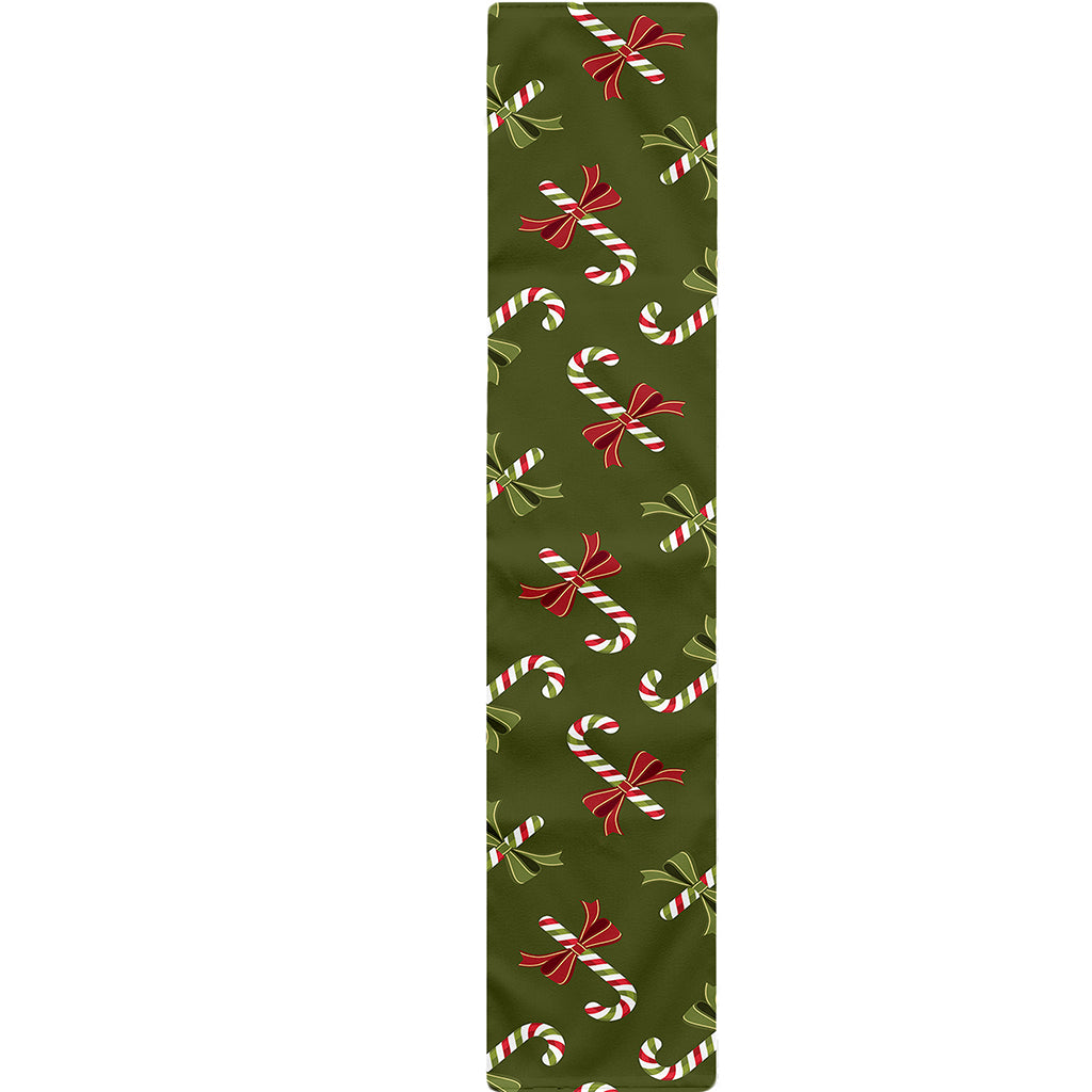 Xmas Candy Cane Pattern Print Table Runner