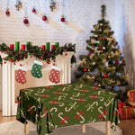 Xmas Candy Cane Pattern Print Tablecloth