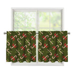 Xmas Candy Cane Pattern Print Tier Curtains