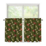 Xmas Candy Cane Pattern Print Tier Curtains