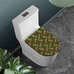 Xmas Candy Cane Pattern Print Toilet Lid Cover