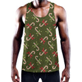 Xmas Candy Cane Pattern Print Men's Workout Tank Top