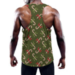 Xmas Candy Cane Pattern Print Training Tank Top