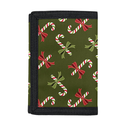 Xmas Candy Cane Pattern Print Trifold Wallet