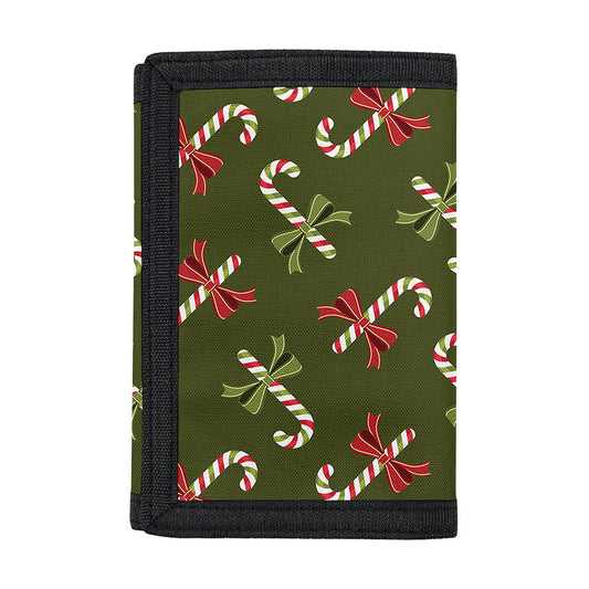 Xmas Candy Cane Pattern Print Trifold Wallet