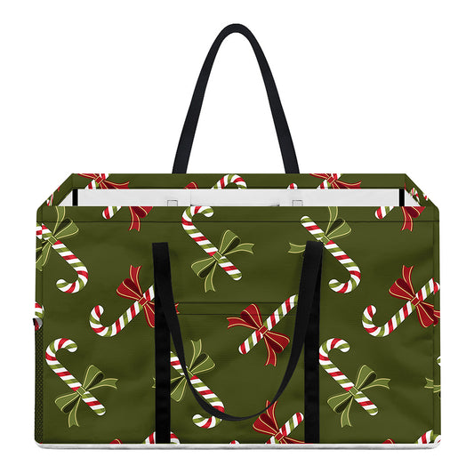 Xmas Candy Cane Pattern Print Utility Tote Bag