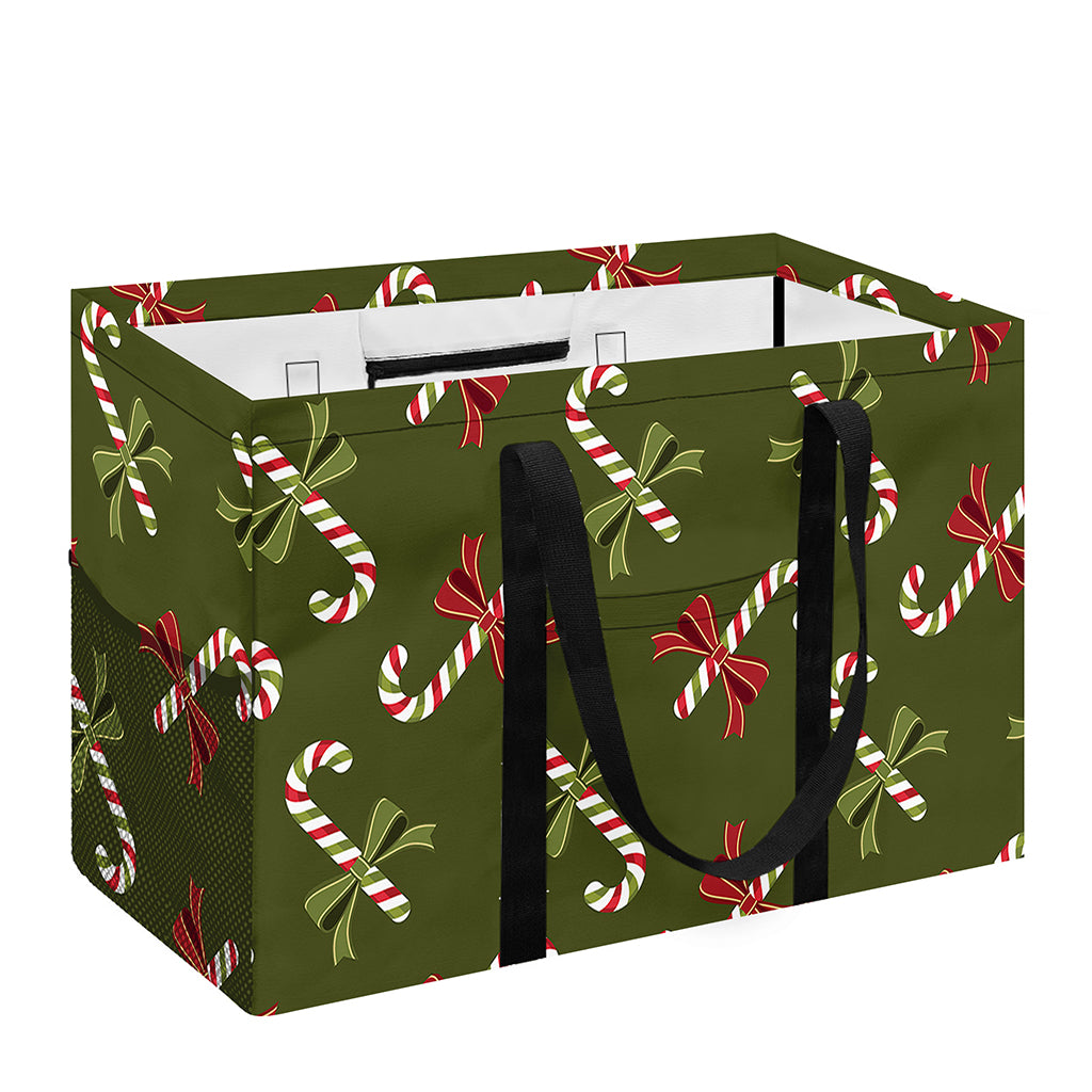 Xmas Candy Cane Pattern Print Utility Tote Bag