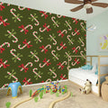 Xmas Candy Cane Pattern Print Wall Sticker