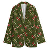 Xmas Candy Cane Pattern Print Women's Blazer