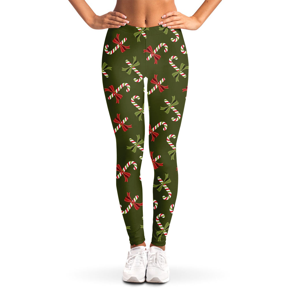 Xmas Candy Cane Pattern Print Women's Leggings