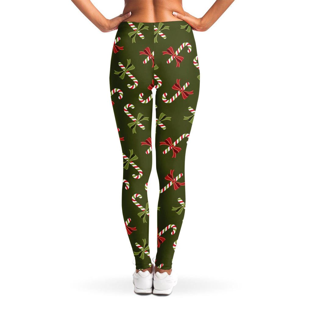 Xmas Candy Cane Pattern Print Women's Leggings