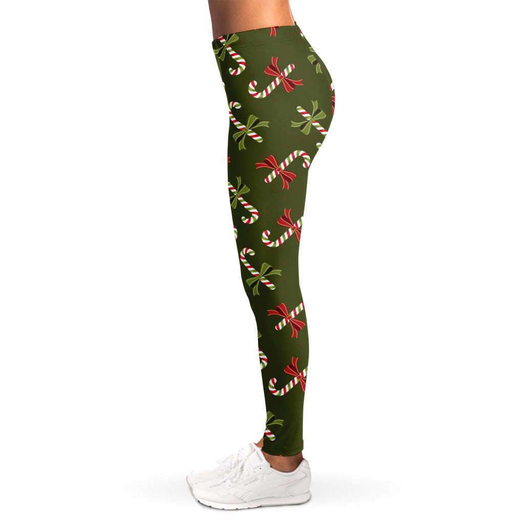 Xmas Candy Cane Pattern Print Women's Leggings