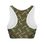Xmas Candy Cane Pattern Print Women's Sports Bra